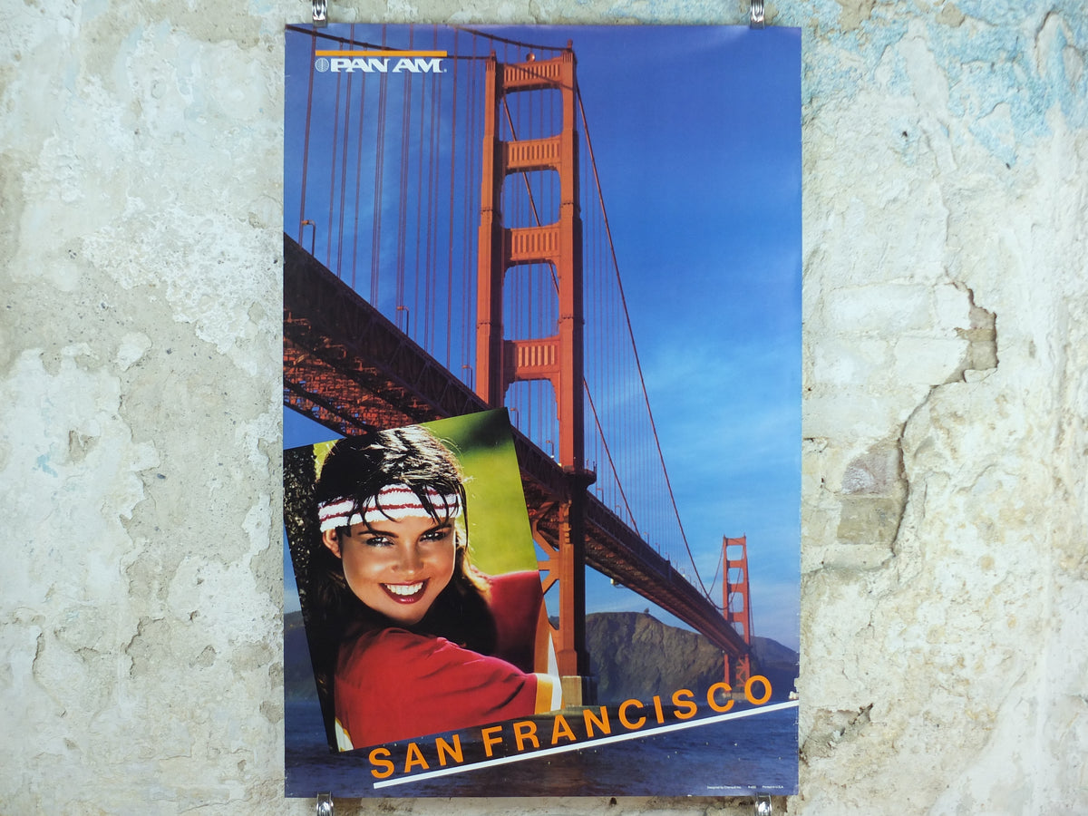 1983 Pan Am Poster, San Francisco, Golden Gate Bridge Travel Poster, Chenault Inc. P‑430, travel wall art decor