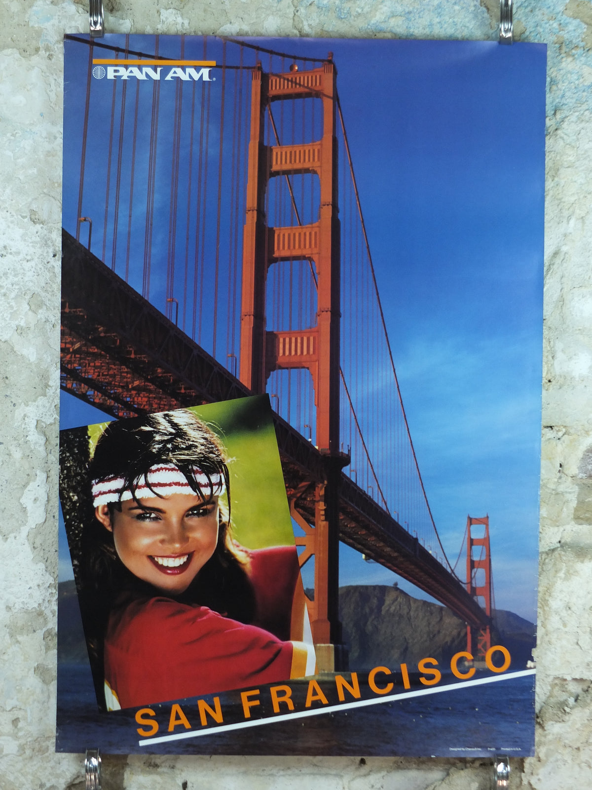 1983 Pan Am Poster, San Francisco, Golden Gate Bridge Travel Poster, Chenault Inc. P‑430, travel wall art decor