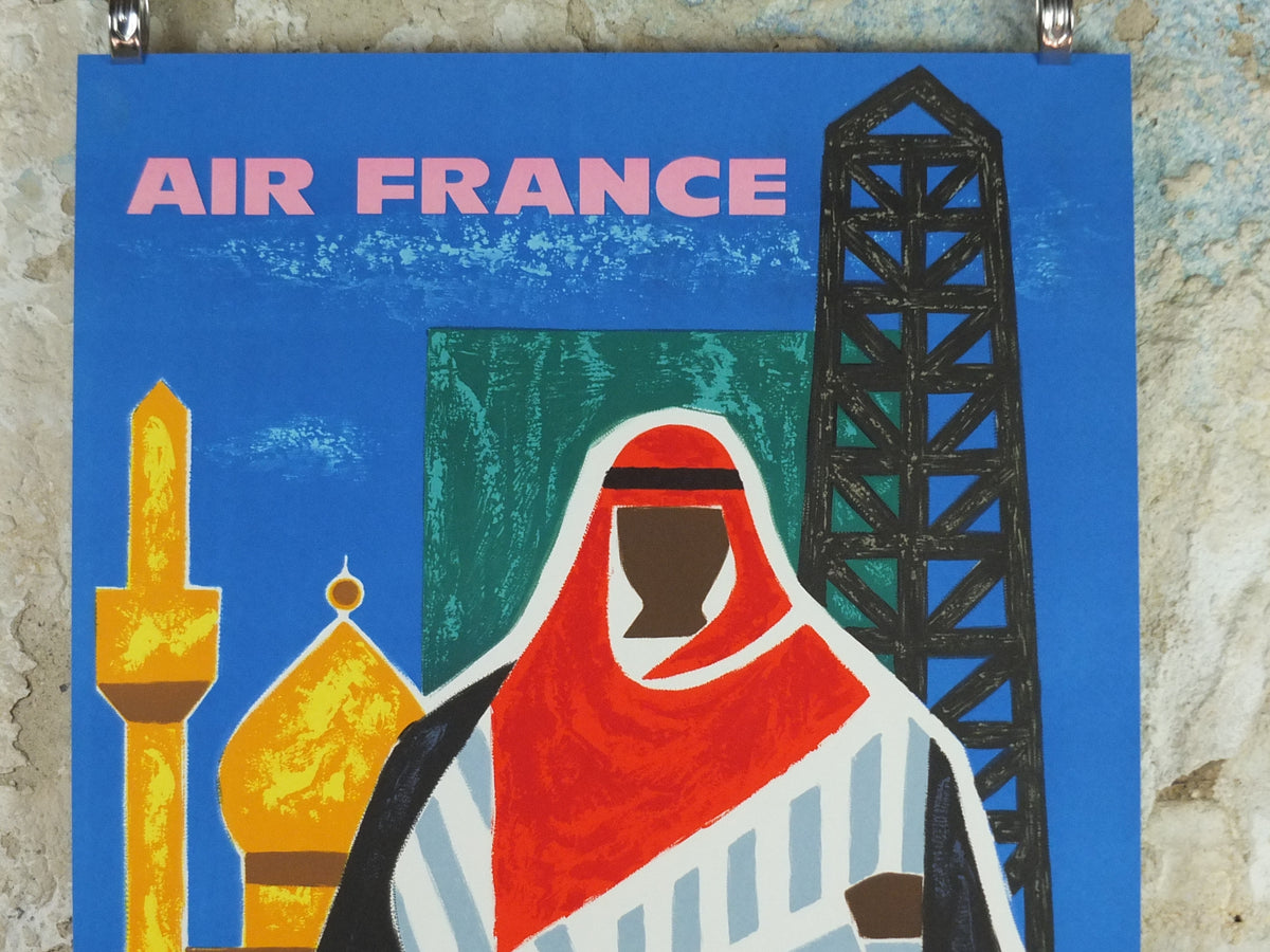 1962 Original Air France Poster, Near East by Guy Georget, 21675, travel wall art decor