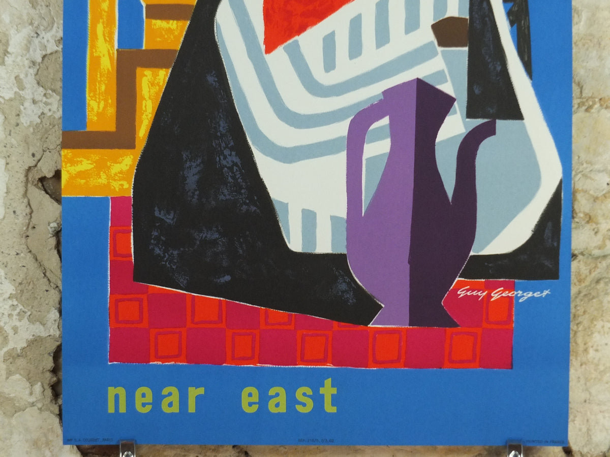 1962 Original Air France Poster, Near East by Guy Georget, 21675, travel wall art decor