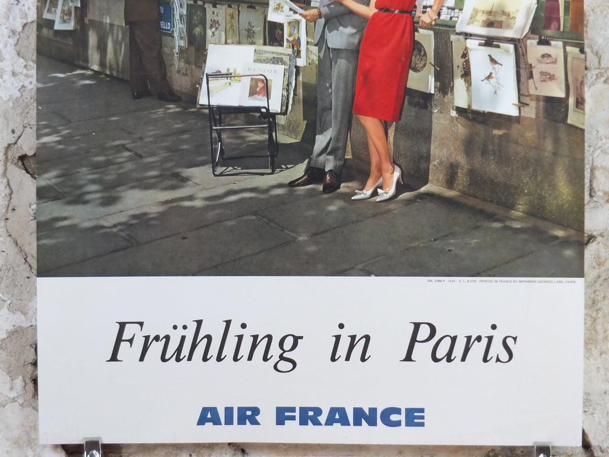 Original 1961 Air France “Frühling in Paris” Travel Poster – Notre-Dame