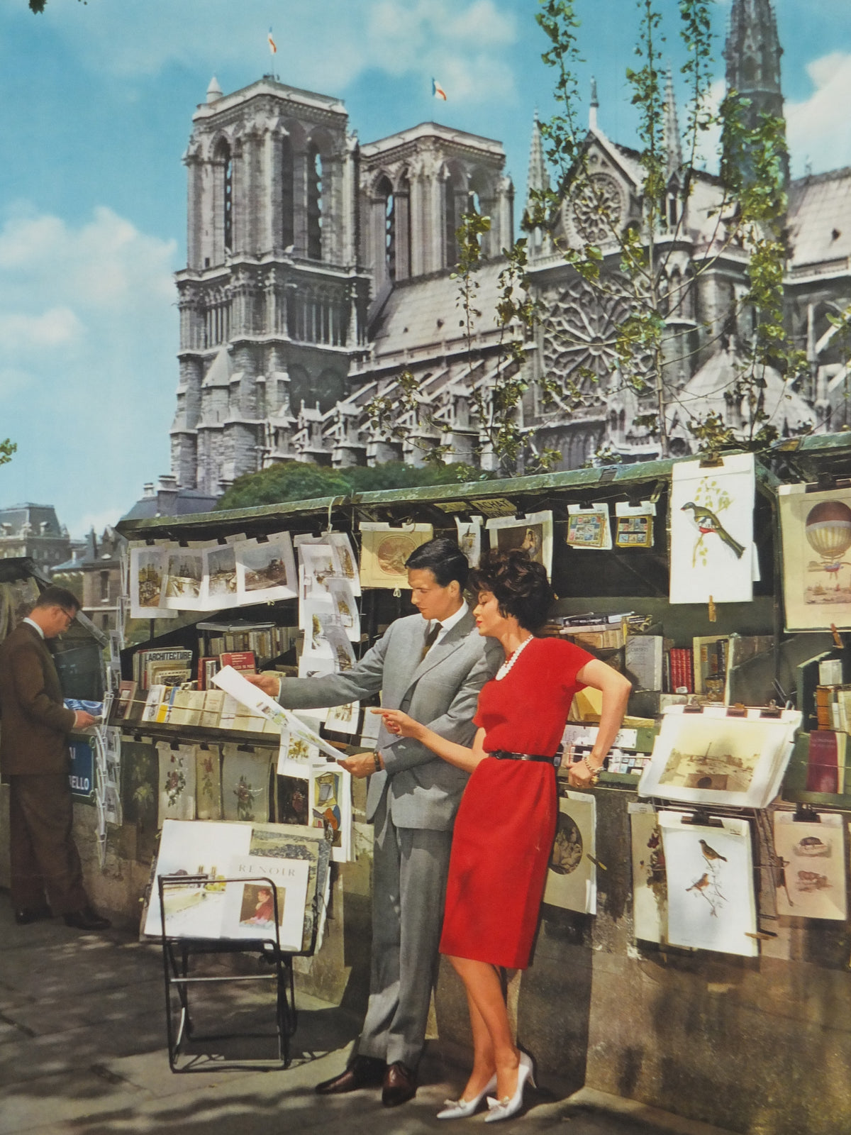 Original 1961 Air France “Frühling in Paris” Travel Poster – Notre-Dame