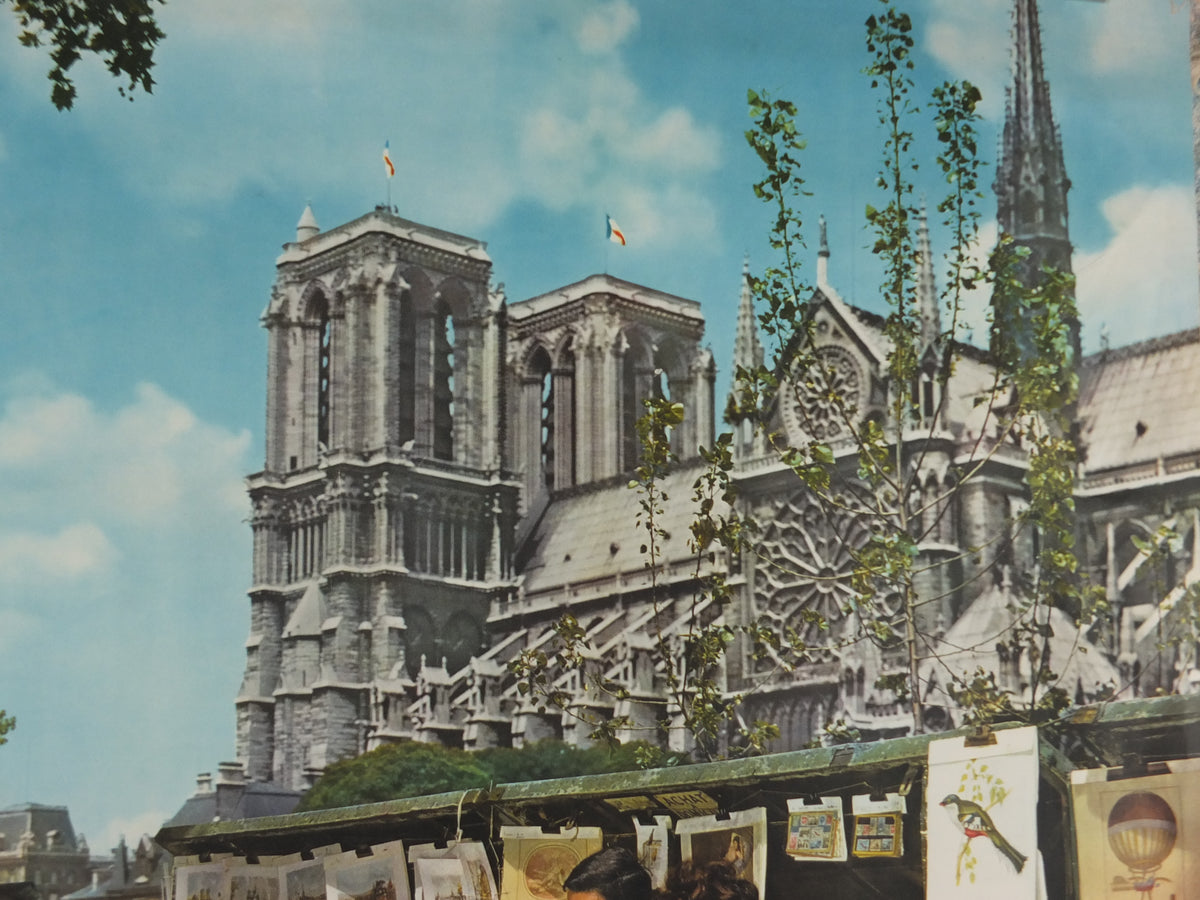 Original 1961 Air France “Frühling in Paris” Travel Poster – Notre-Dame