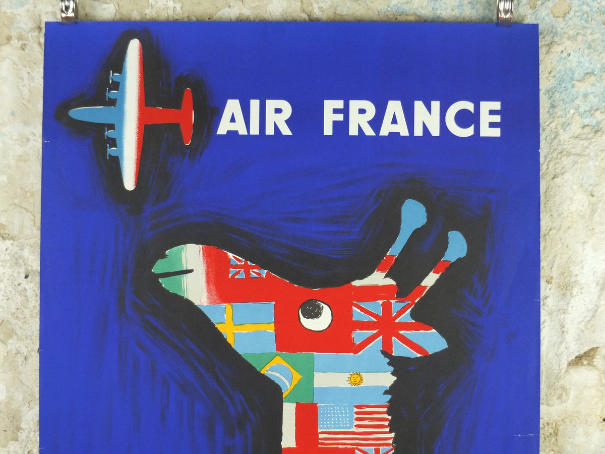 1956 Original Air France Giraffe Poster – Raymond Savignac, German Edition