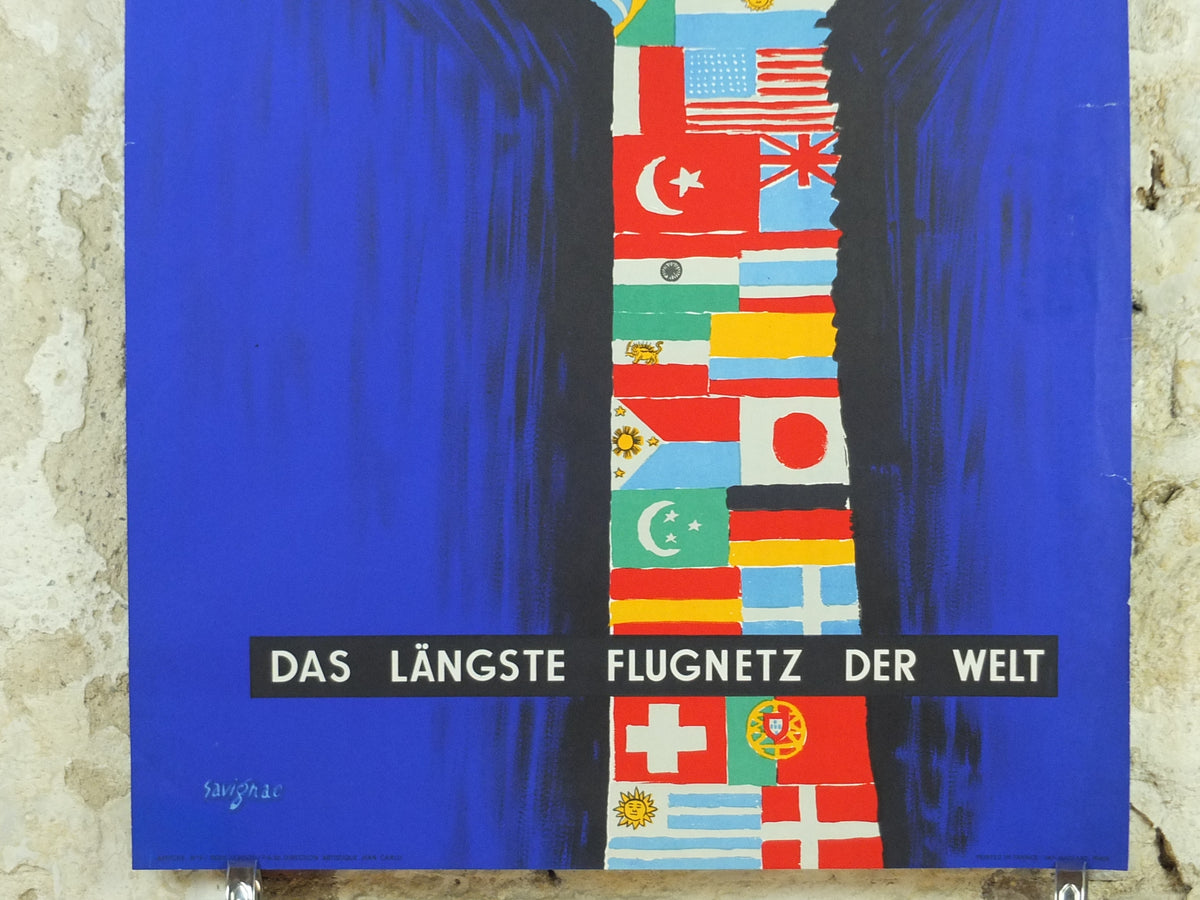 1956 Original Air France Giraffe Poster – Raymond Savignac, German Edition