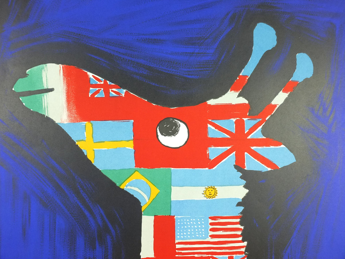1956 Original Air France Giraffe Poster – Raymond Savignac, German Edition