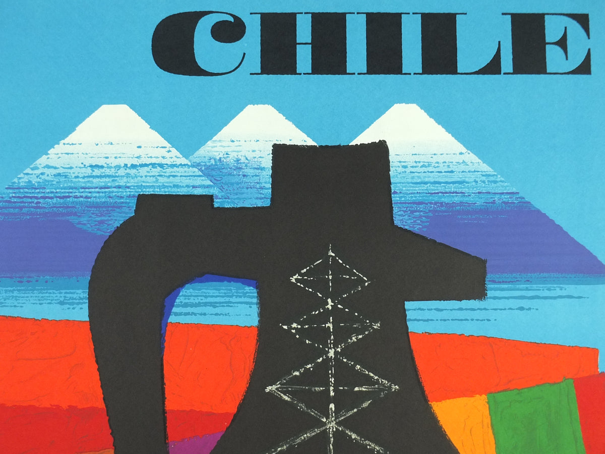 Original 1962 Air France Chile Poster – Jacques Nathan-Garamond Lithograph