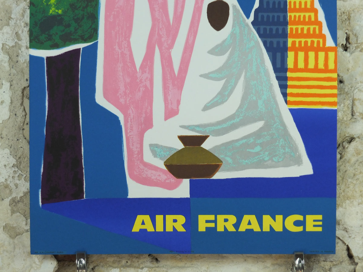 Original 1962 Air France India Travel Poster – Guy Georget Lithograph