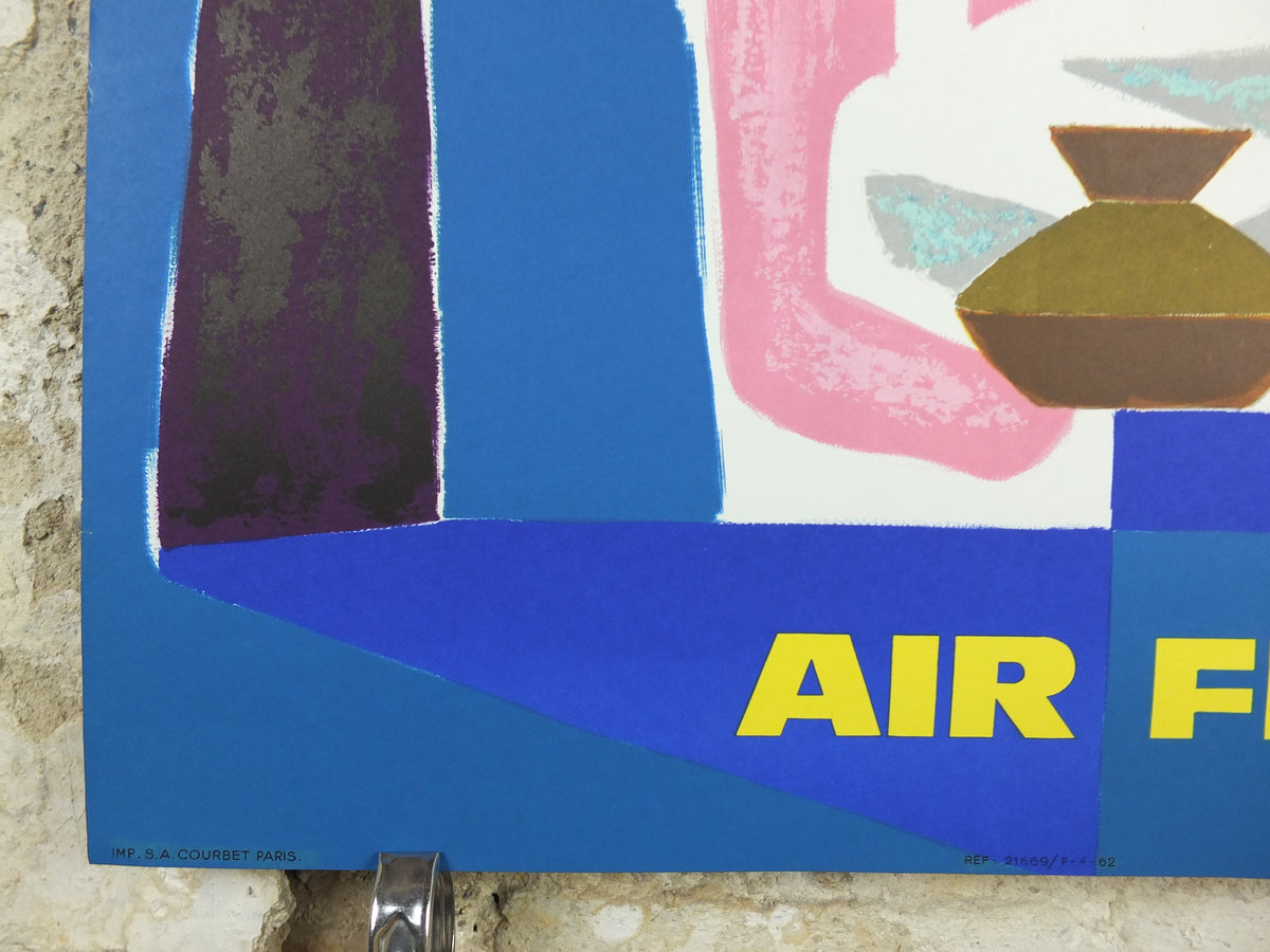 Original 1962 Air France India Travel Poster – Guy Georget Lithograph