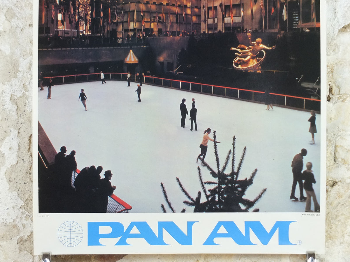Original 1970 Pan Am USA New York Travel Poster – Rockefeller Center