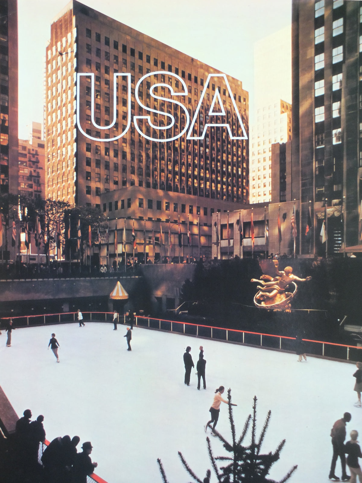 Original 1970 Pan Am USA New York Travel Poster – Rockefeller Center