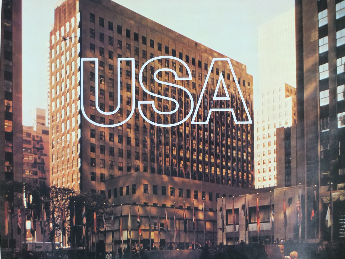 Original 1970 Pan Am USA New York Travel Poster – Rockefeller Center