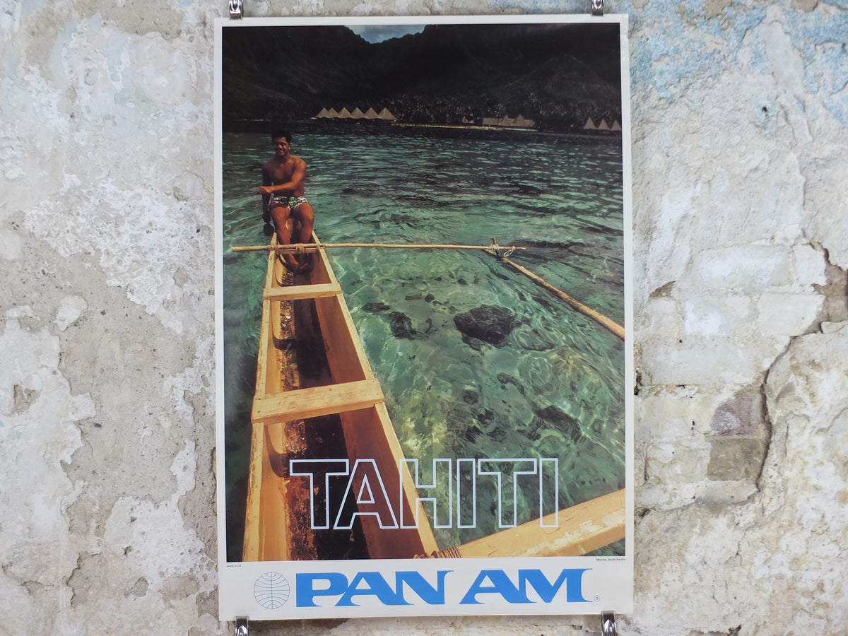 Original 1970 Pan Am Tahiti Travel Poster – Moorea South Pacific