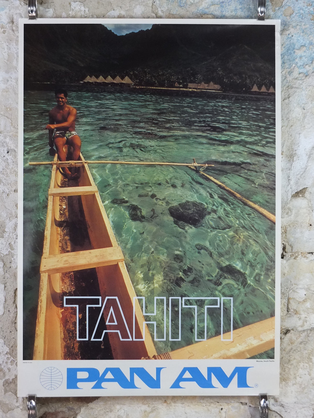 Original 1970 Pan Am Tahiti Travel Poster – Moorea South Pacific