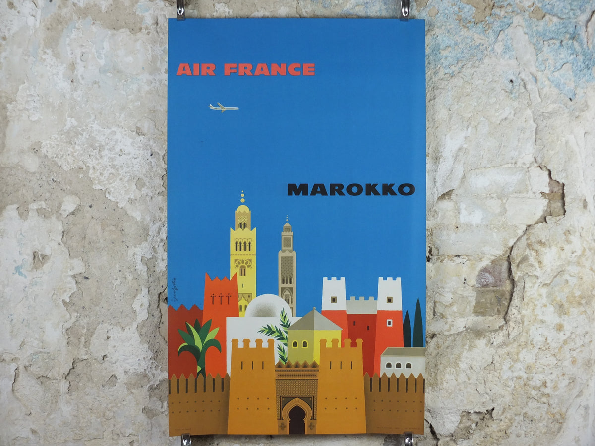 Original 1959 Air France Marokko Morocco Travel Poster by Jean Fortin