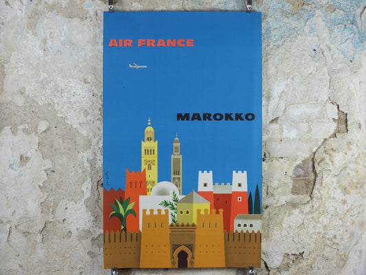 Original 1959 Air France Marokko Morocco Travel Poster by Jean Fortin