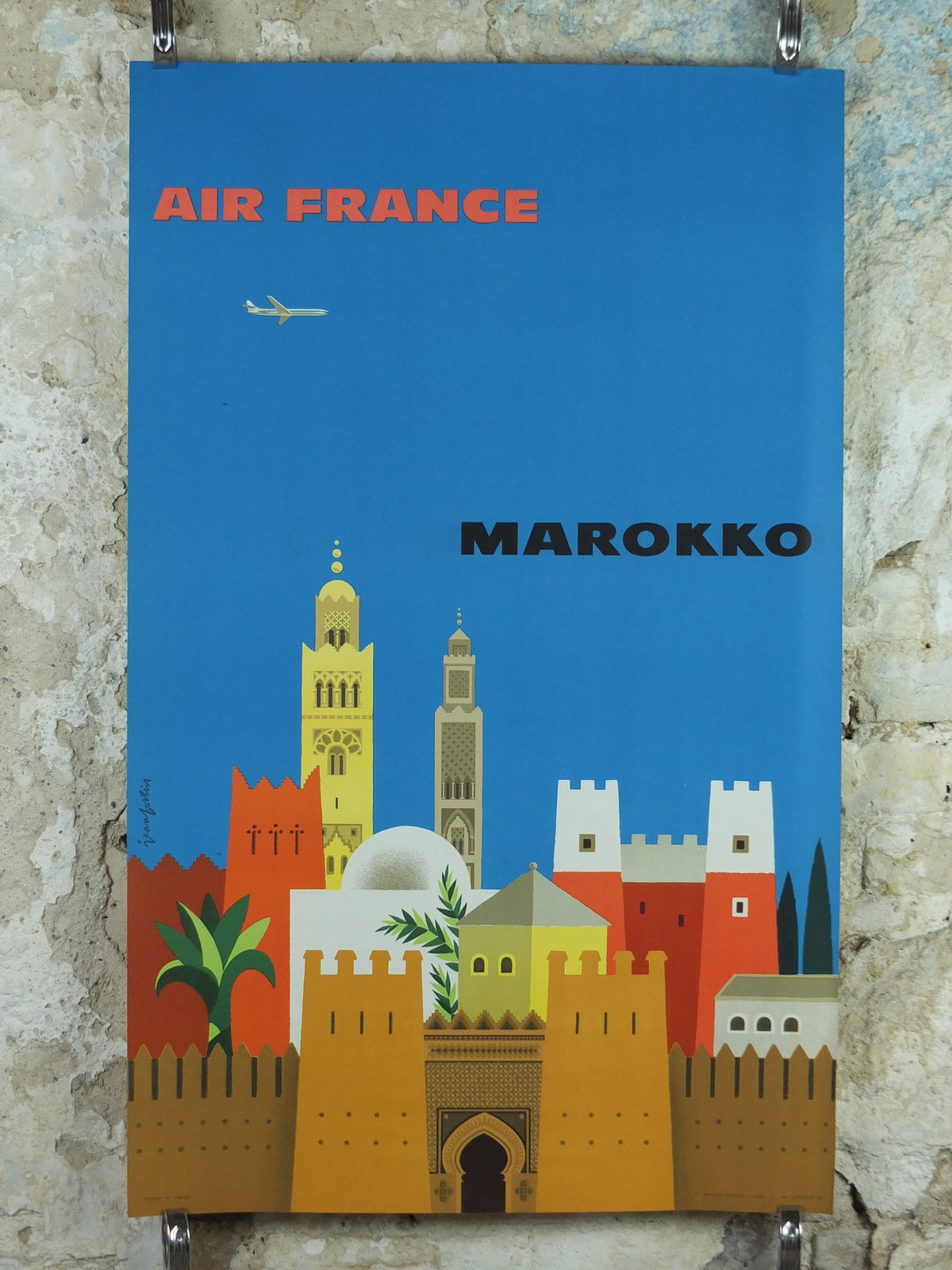 Original 1959 Air France Marokko Morocco Travel Poster by Jean Fortin