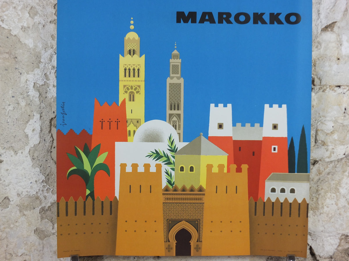 Original 1959 Air France Marokko Morocco Travel Poster by Jean Fortin