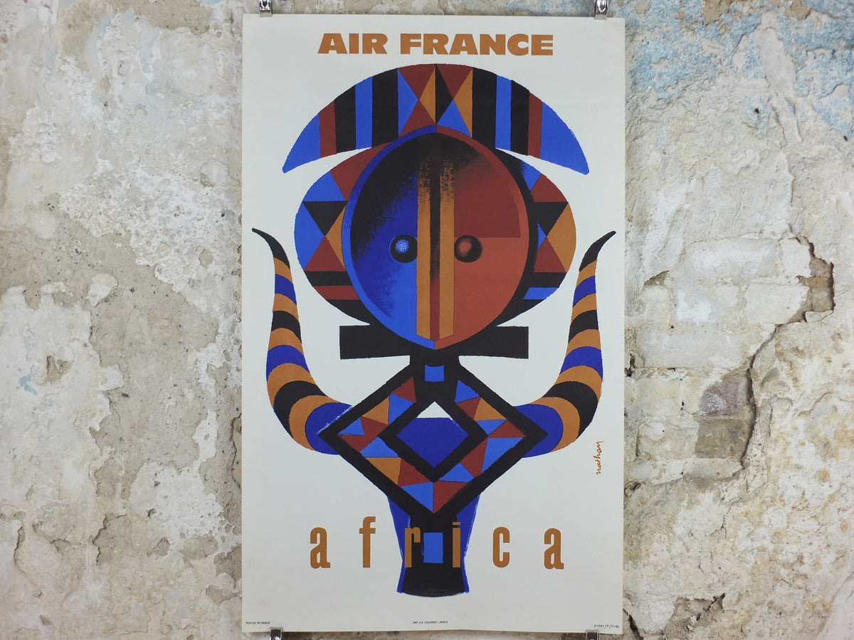 Original 1960 Air France Africa Travel Poster by Jacques Nathan-Garamond