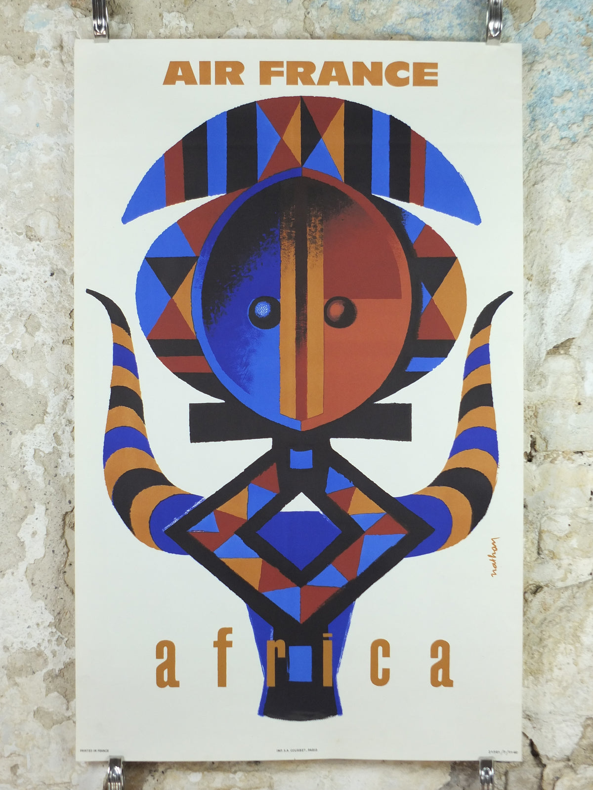 Original 1960 Air France Africa Travel Poster by Jacques Nathan-Garamond