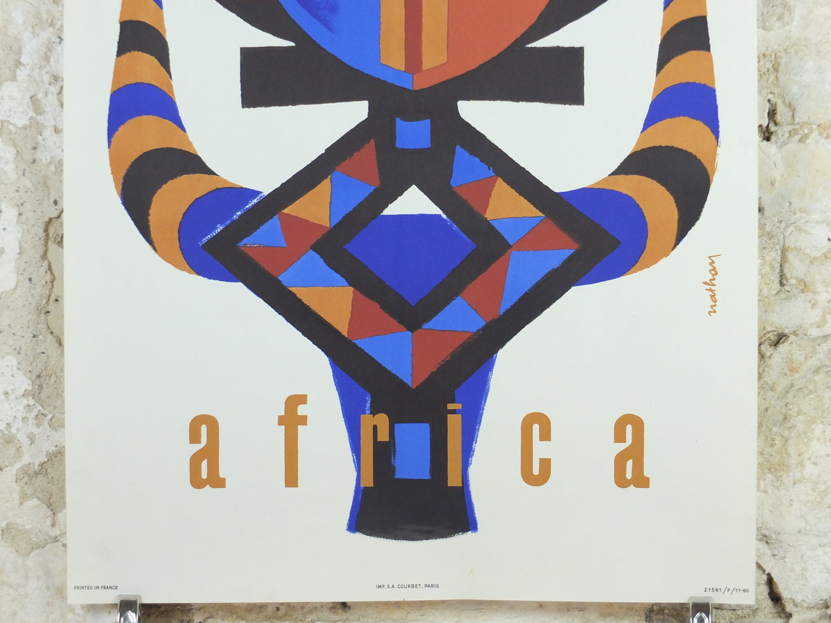Original 1960 Air France Africa Travel Poster by Jacques Nathan-Garamond