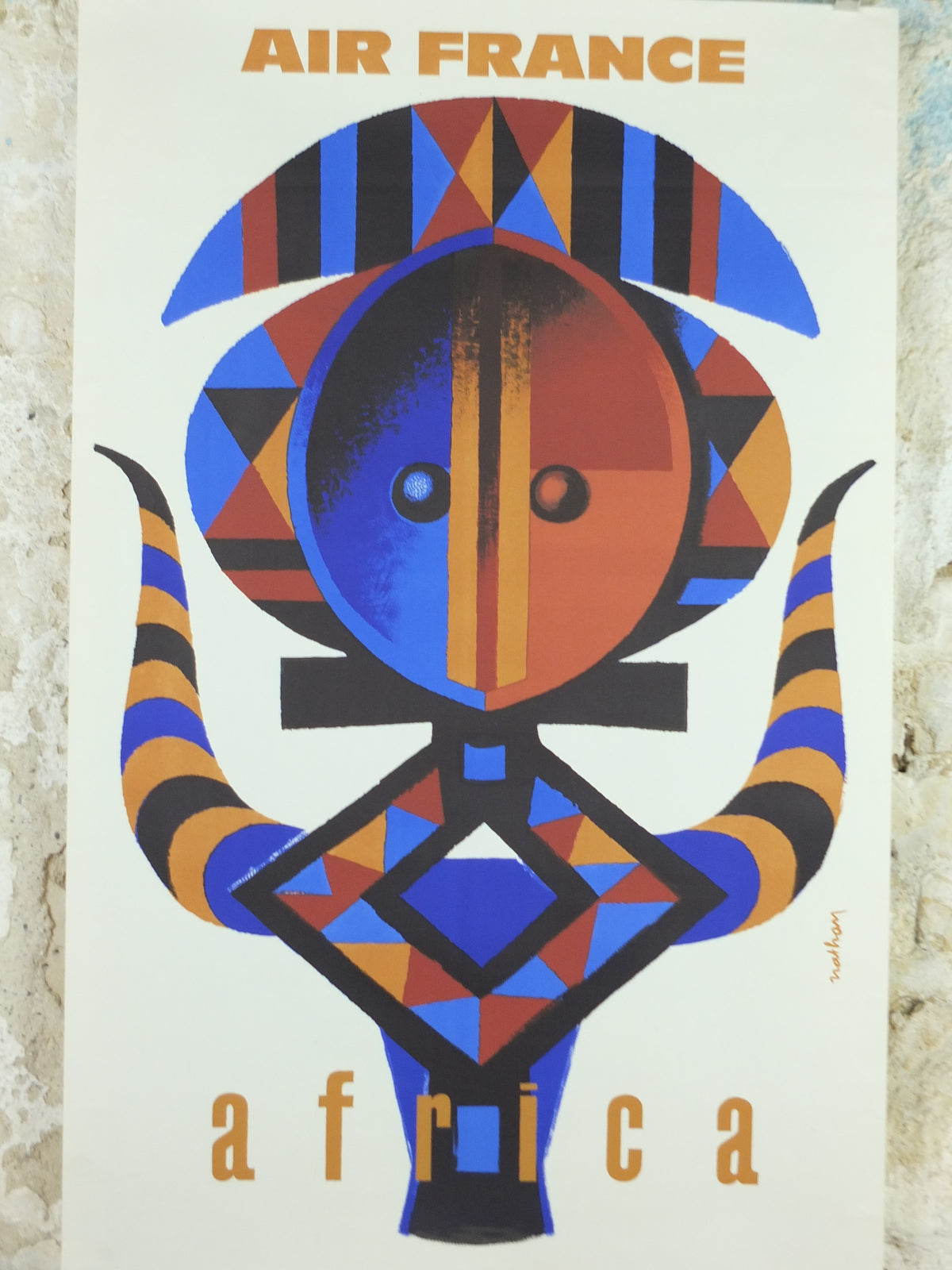 Original 1960 Air France Africa Travel Poster by Jacques Nathan-Garamond