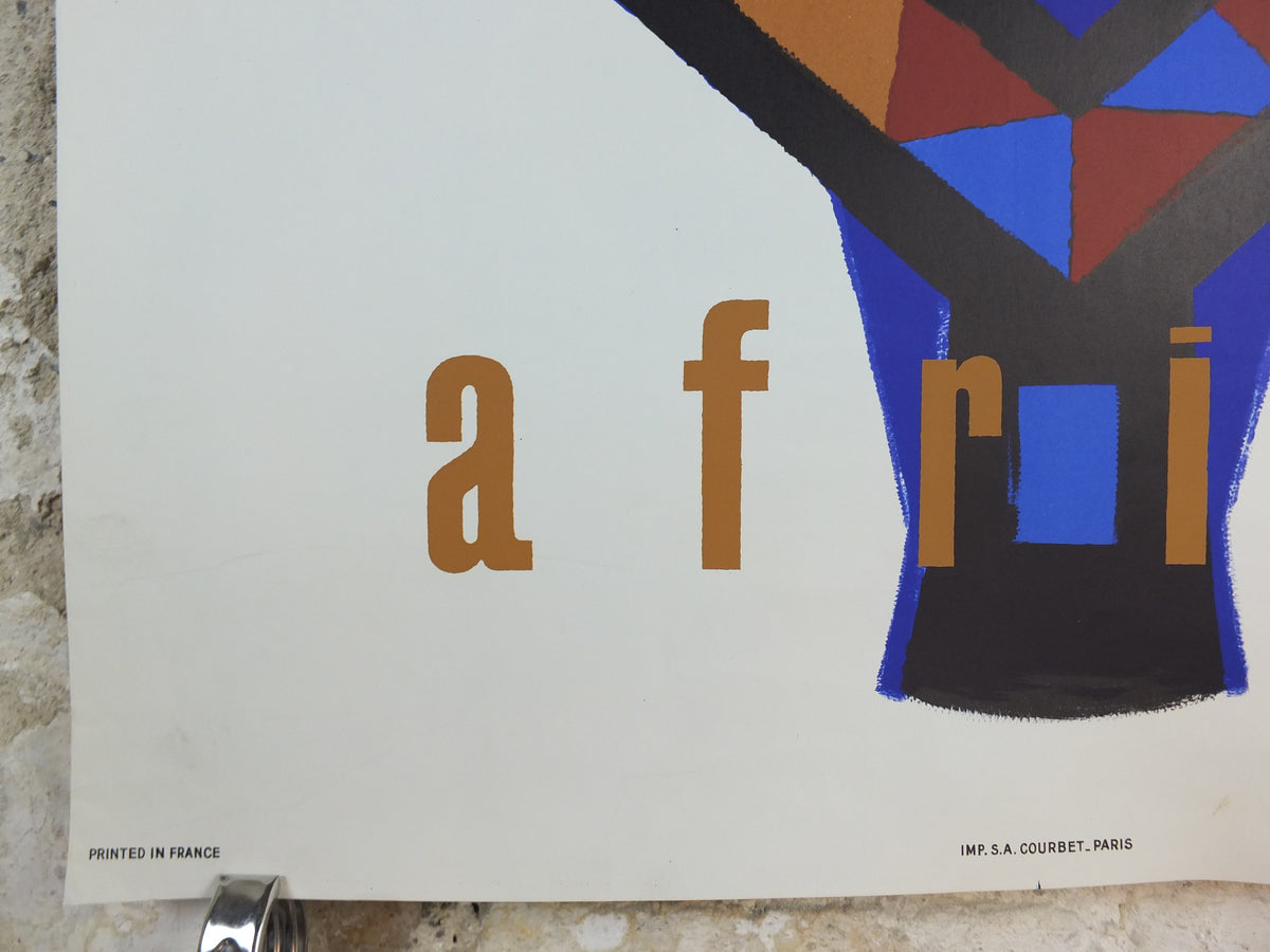 Original 1960 Air France Africa Travel Poster by Jacques Nathan-Garamond
