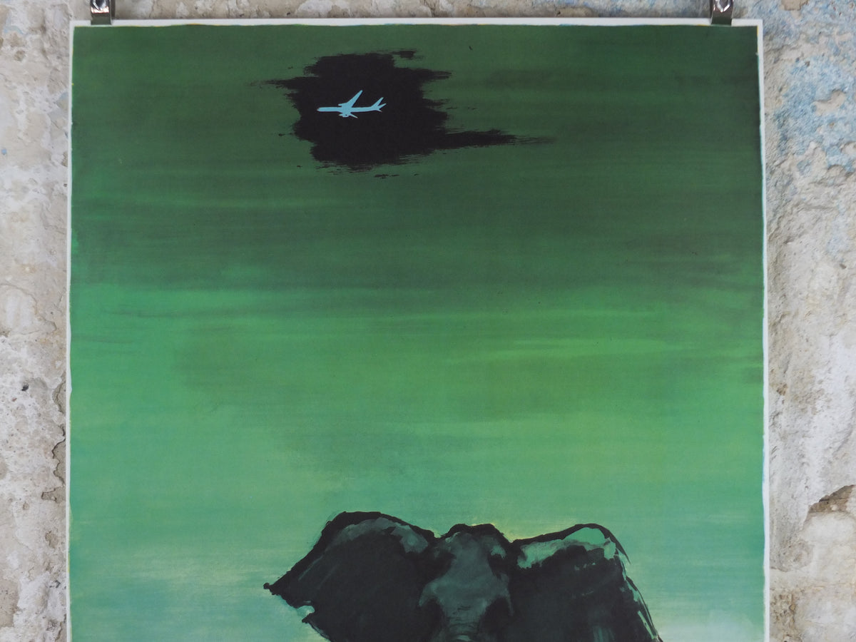 Original c.1958 SAS Africa Elephant Travel Poster by Otto Nielsen