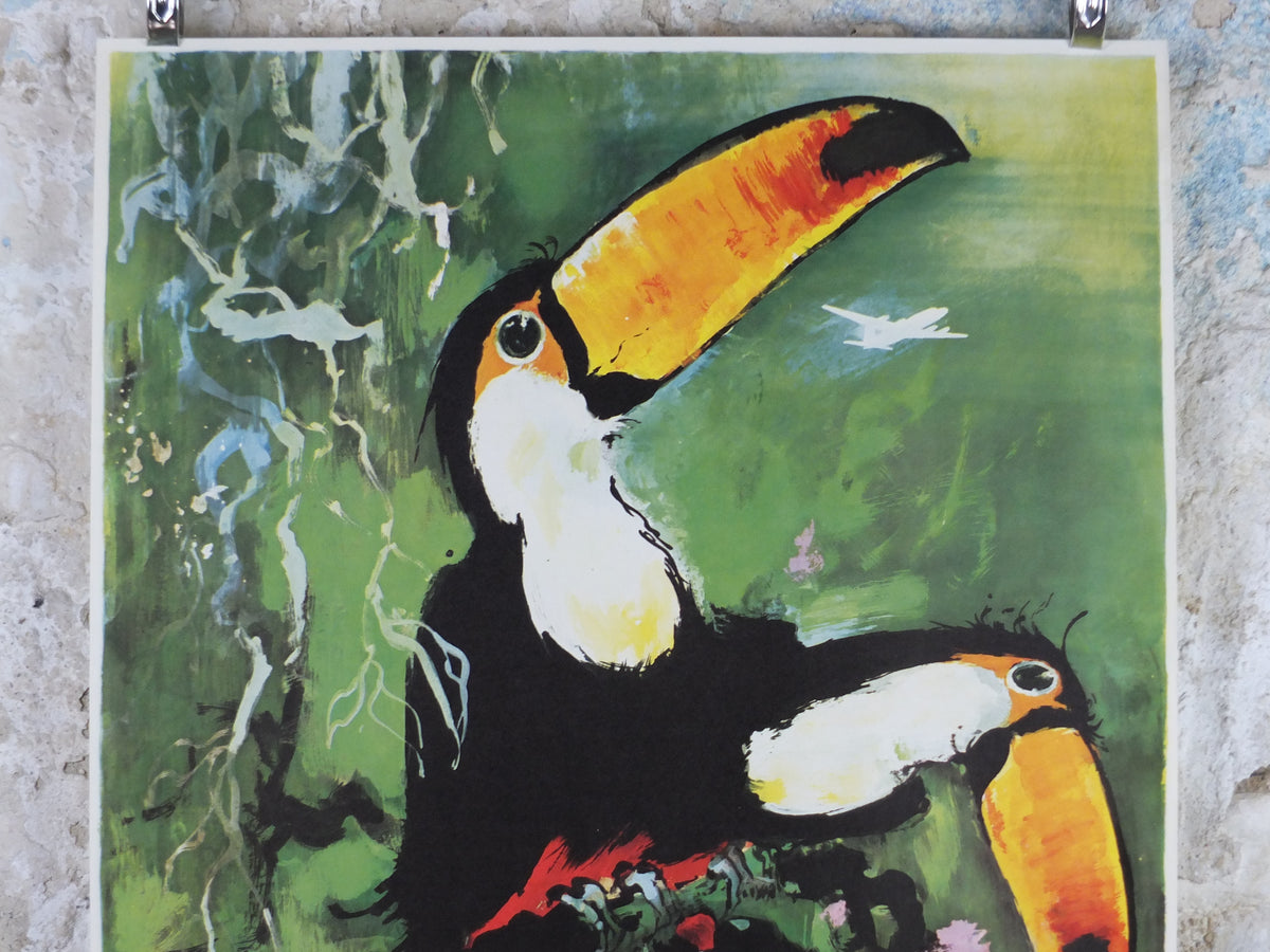 Original c.1958 SAS South America Toucan Travel Poster by Otto Nielsen