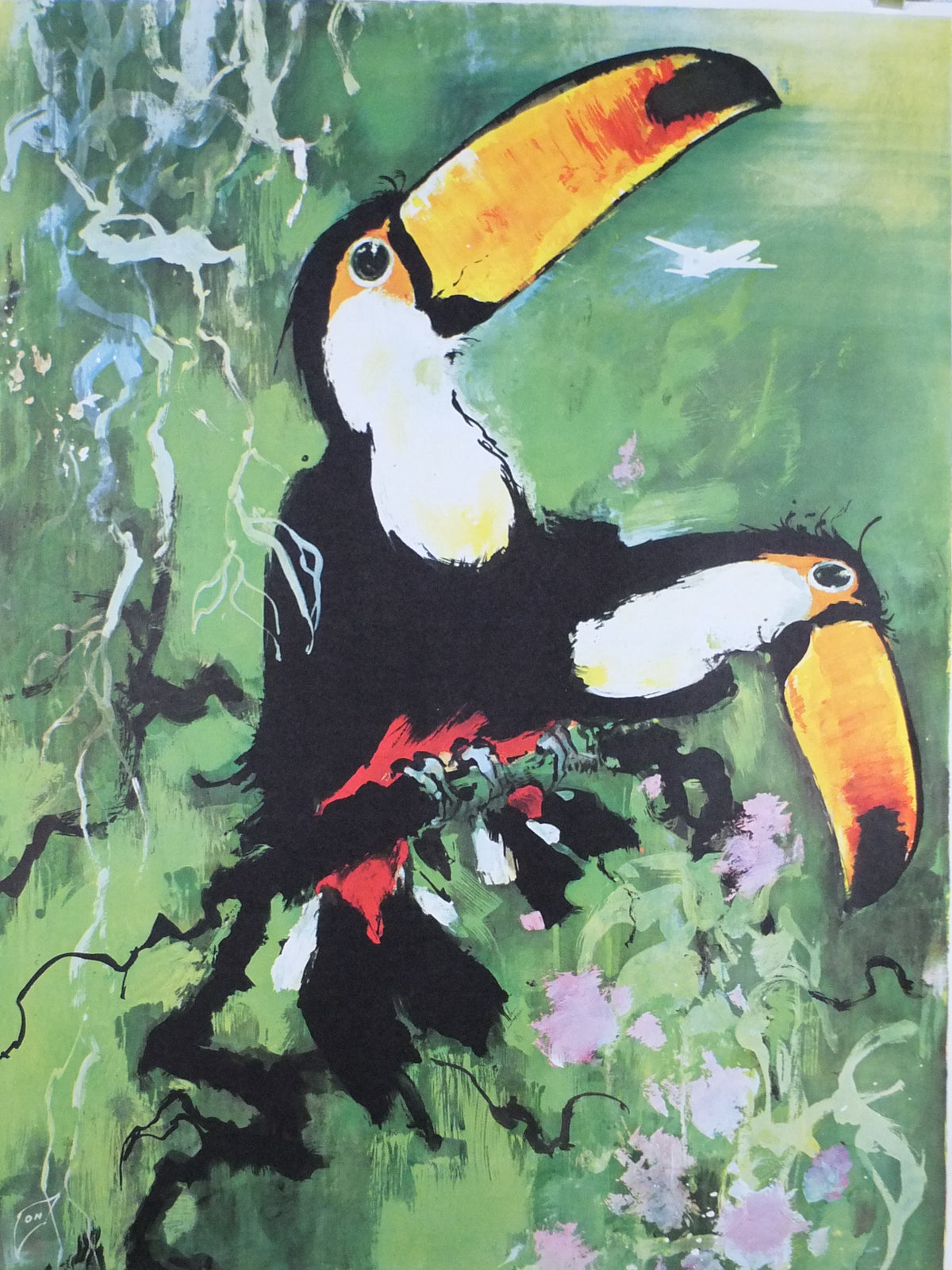 Original c.1958 SAS South America Toucan Travel Poster by Otto Nielsen