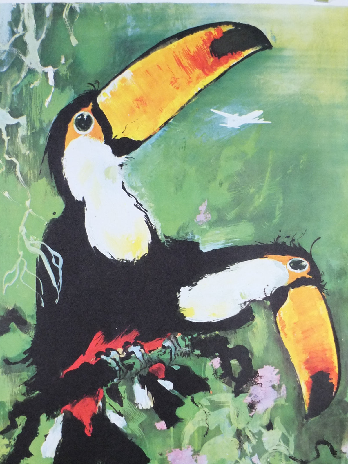 Original c.1958 SAS South America Toucan Travel Poster by Otto Nielsen