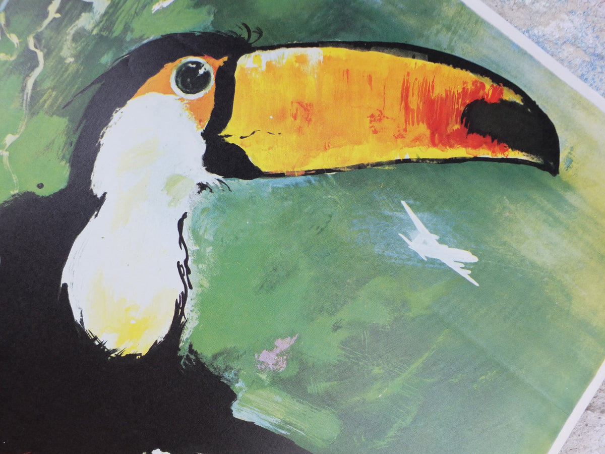 Original c.1958 SAS South America Toucan Travel Poster by Otto Nielsen