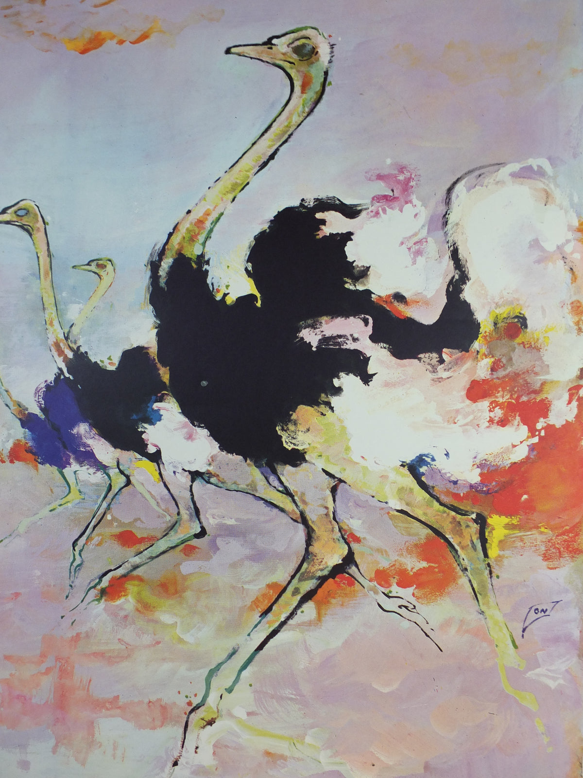 Original c.1958 SAS South Africa Ostrich Travel Poster by Otto Nielsen