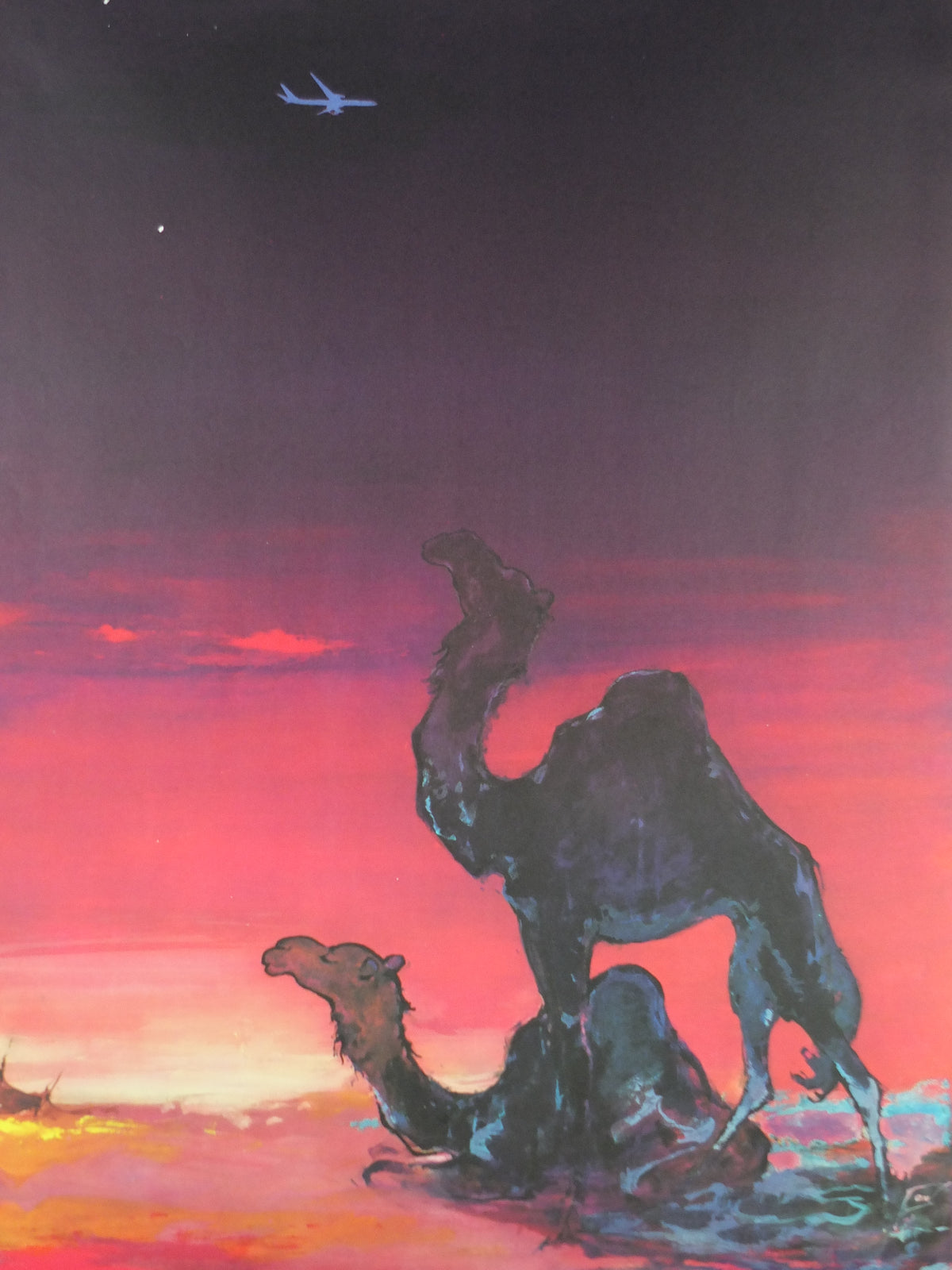 Original c.1955 SAS Middle East Camel Travel Poster by Otto Nielsen