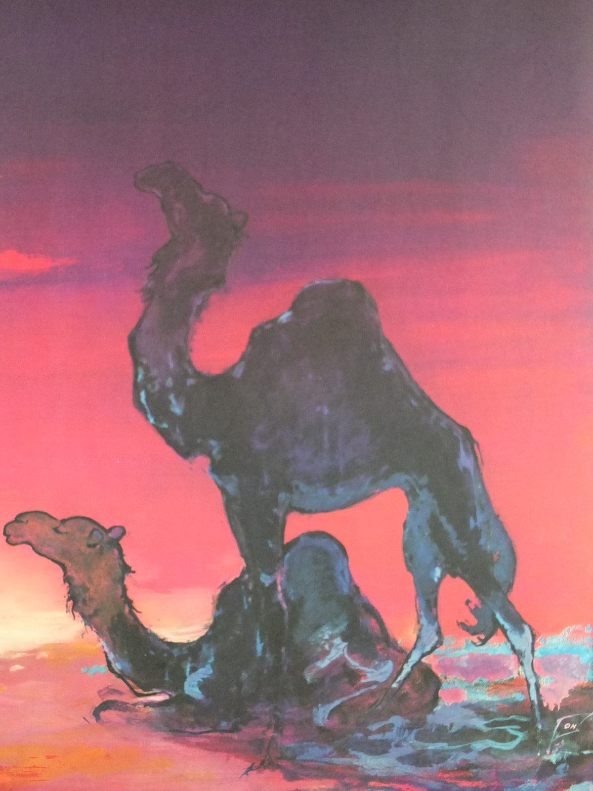Original c.1955 SAS Middle East Camel Travel Poster by Otto Nielsen