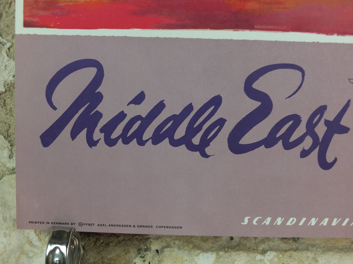 Original c.1955 SAS Middle East Camel Travel Poster by Otto Nielsen