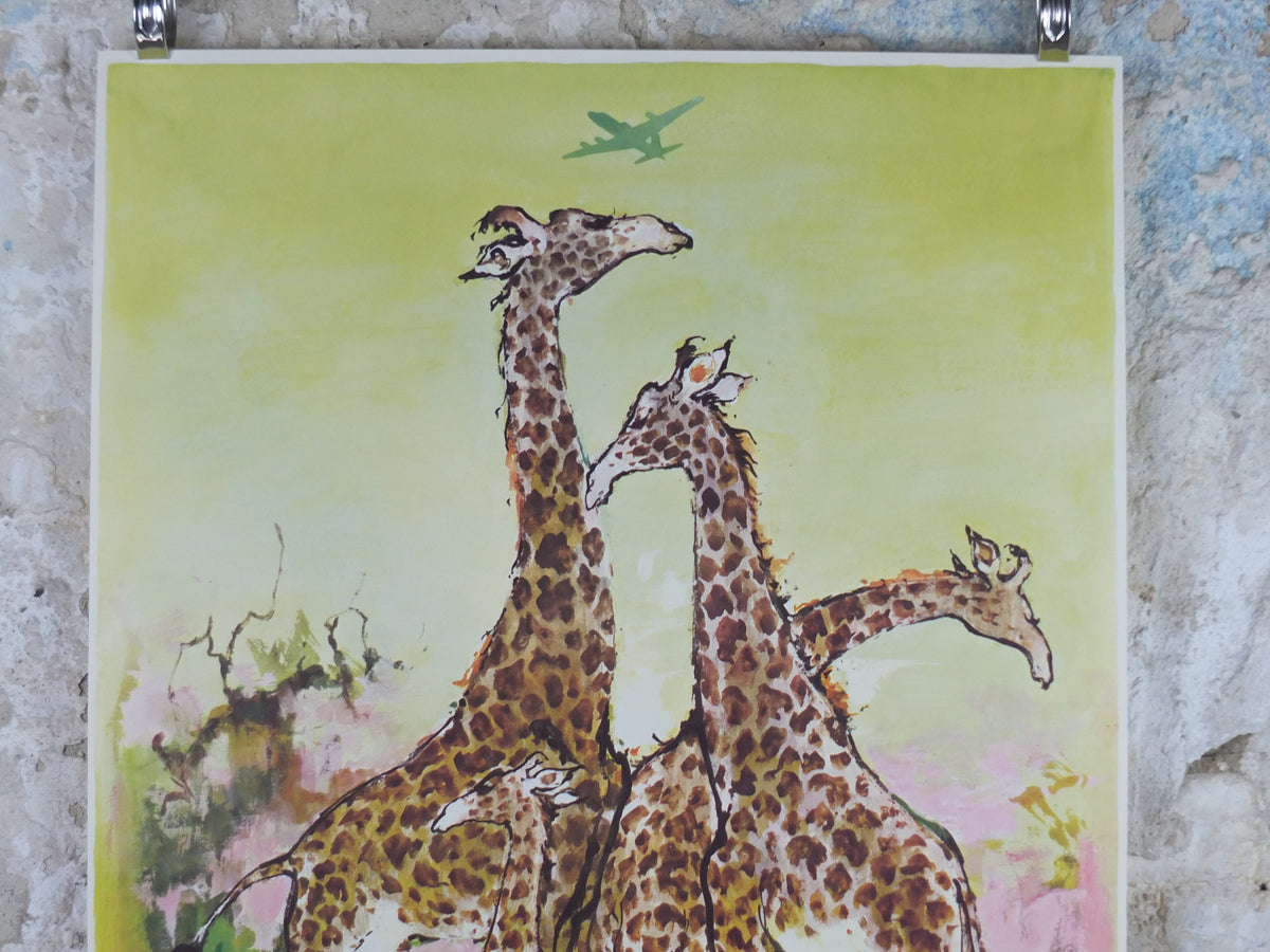 Original c.1955–60 SAS Africa Giraffes Travel Poster by Otto Nielsen