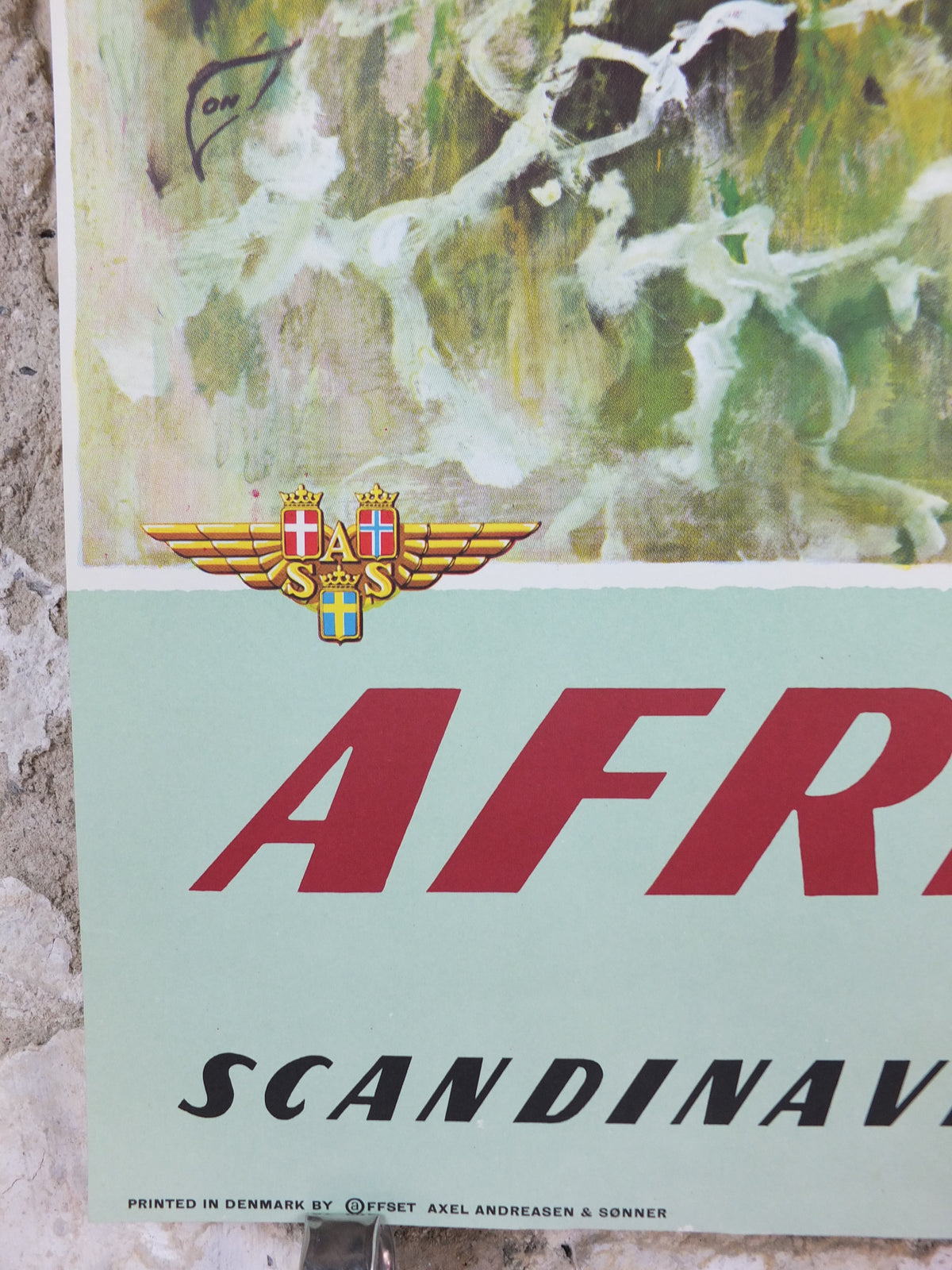Original c.1955–60 SAS Africa Giraffes Travel Poster by Otto Nielsen