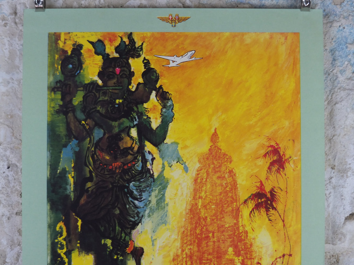 Original c.1955 SAS “To India” Travel Poster by Otto Nielsen