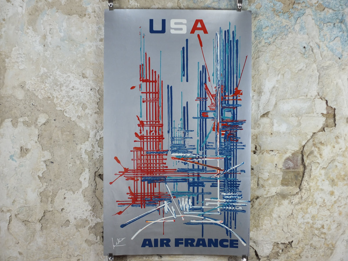 Original 1967 Air France USA Travel Poster by Georges Mathieu – Draeger Paris
