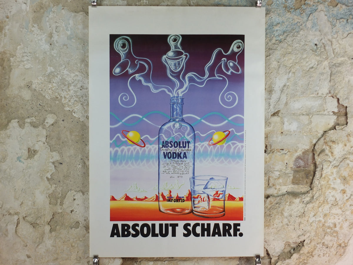 Original 1987 Kenny Scharf “Absolut Scharf” Vintage Advertising Poster