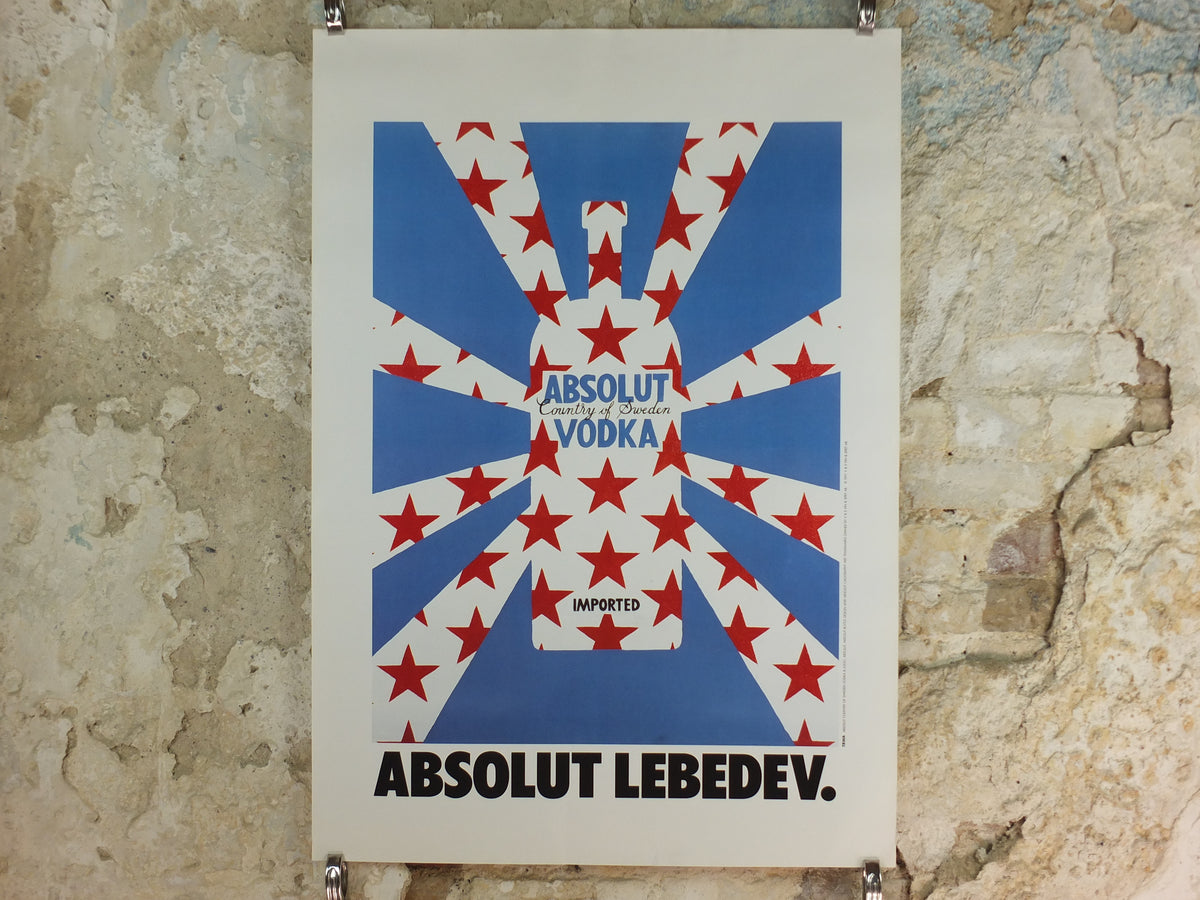 1991 Rostislav Lebedev Advertising Poster – Absolut Vodka Glasnost Sots Art – Original Vintage Paper