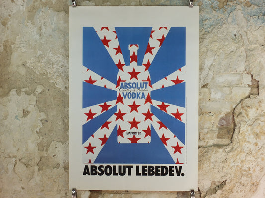 1991 Rostislav Lebedev Advertising Poster – Absolut Vodka Glasnost Sots Art – Original Vintage Paper