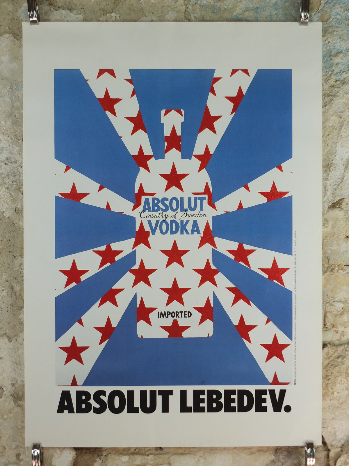 1991 Rostislav Lebedev Advertising Poster – Absolut Vodka Glasnost Sots Art – Original Vintage Paper