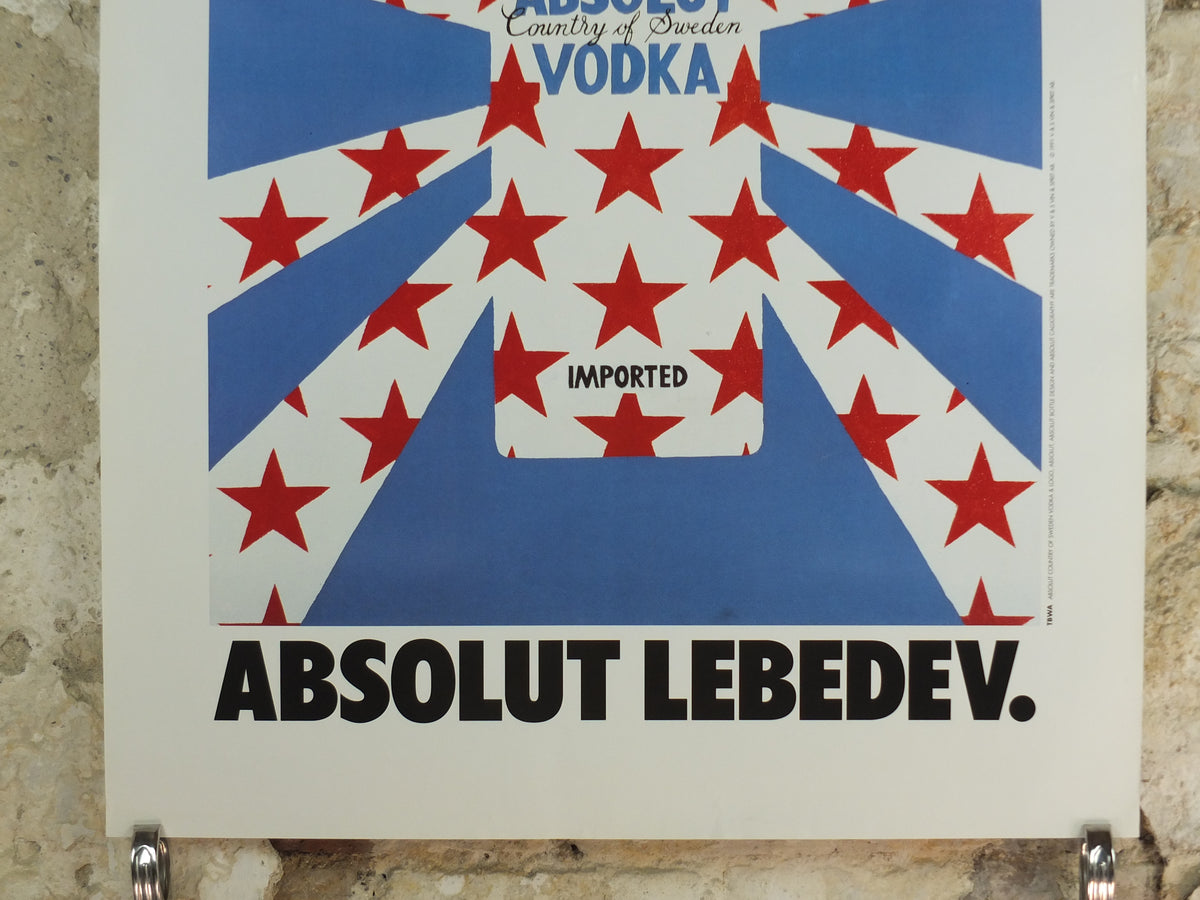 1991 Rostislav Lebedev Advertising Poster – Absolut Vodka Glasnost Sots Art – Original Vintage Paper