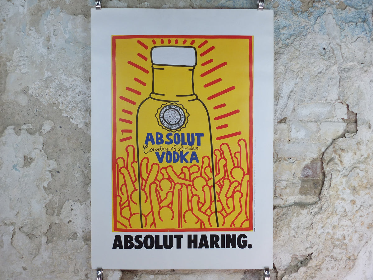 Original 1986 Keith Haring “Absolut Haring” Large Vintage Advertising Poster