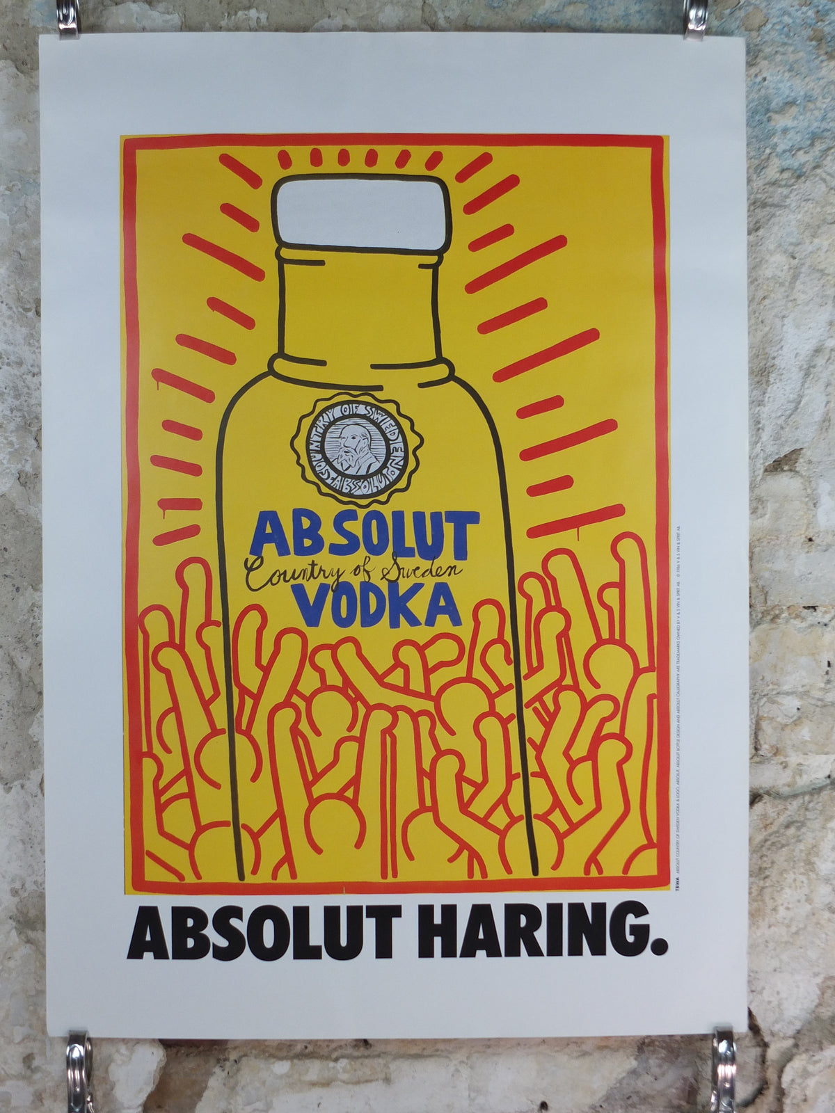 Original 1986 Keith Haring “Absolut Haring” Large Vintage Advertising Poster