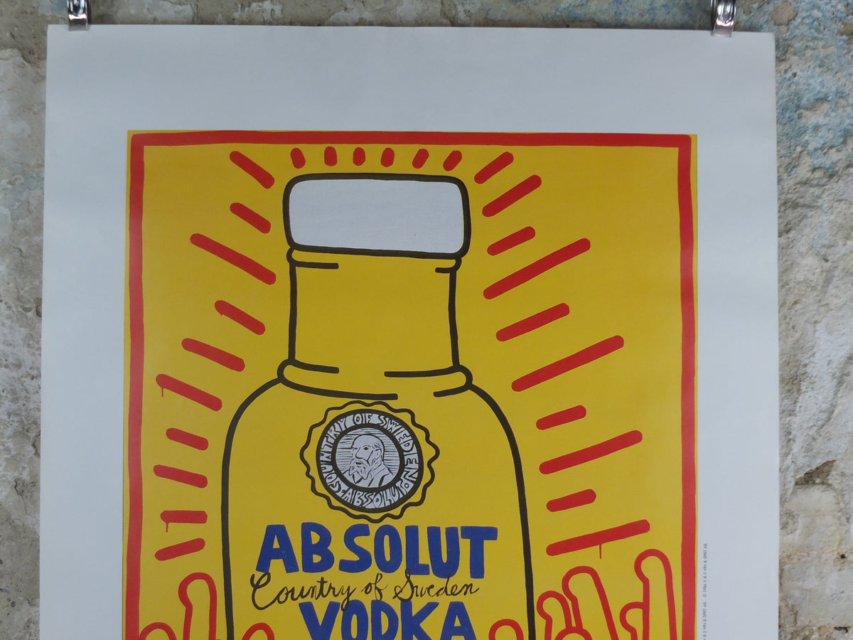 Original 1986 Keith Haring “Absolut Haring” Large Vintage Advertising Poster