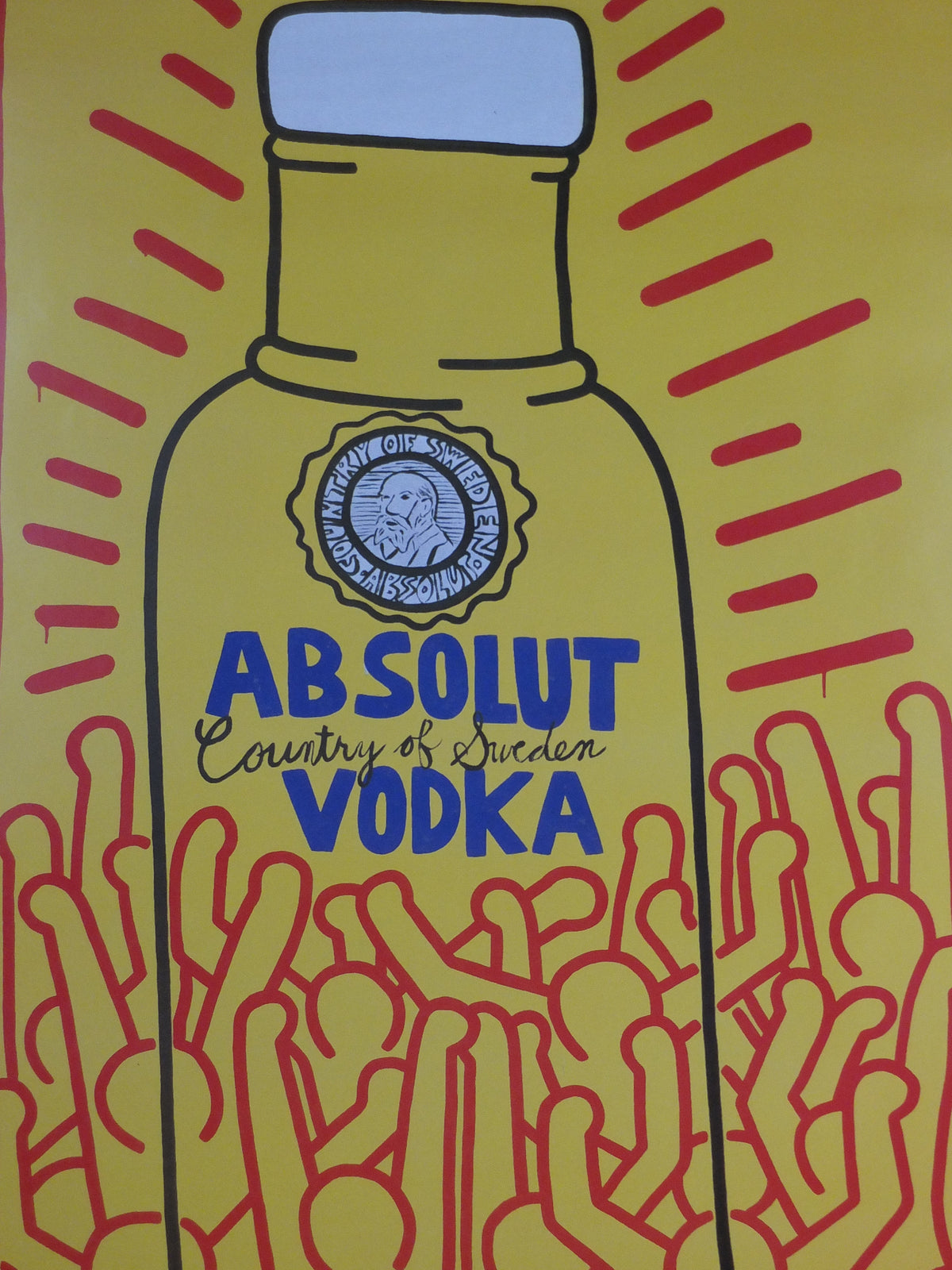 Original 1986 Keith Haring “Absolut Haring” Large Vintage Advertising Poster