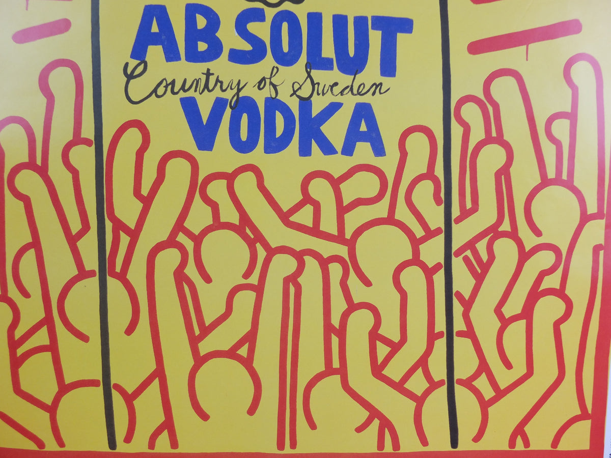Original 1986 Keith Haring “Absolut Haring” Large Vintage Advertising Poster